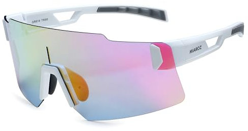 MIAROZ Cycling Sunglasses UV400 for Women: TR90 Frame Sports Glasses - Lightweight Frameless Visor Sunglasses for Golf Running Cricket