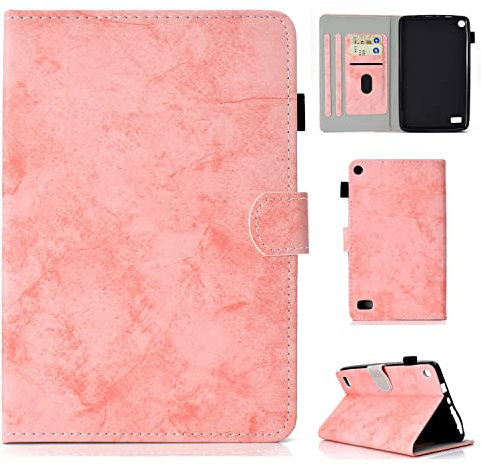 LAHDFKAJ Tablet Cases Case Compatible with Kindle Fire 7 2015/2017/2019 Case Cover,Slim Smart Folio Stand Cover Shockproof Protective Cases Auto Sleep/Wake Protective Case Tablet PC Case(Pink)