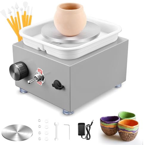 Mini Macchina per Ceramica, 2000RPM Ruota per Ceramica Elettrica, Modellatura dell'Argilla e Macchina per Ceramica Adatta per Lavori in Argilla Fai da Te, Insegnamento Scolastico o Uso Domestico