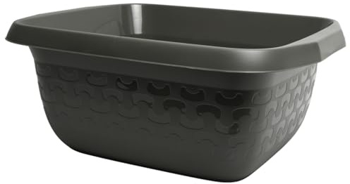 Washing Up Laundry Bowl Washtub Plastic Kitchen 8L 16L 25L 40L Multi Purpose (Dark Grey, 8L)