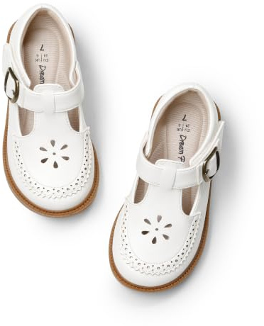 DREAM PAIRS Girls T-Strap School Flats | T-Strap Classic Design, Hook-Loop Independent, Arch Support Comfort, Breathable Fresh Feel