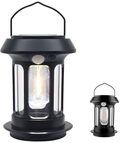 Horuili® LED Campinglampe Tragbar, Solarbetriebene Camping Lichter, Wasserdichte Camping-Lampe, USB-Laden, Helligkeiten Dimmbar, für Erkunden, Campen, Fischen, Notfall