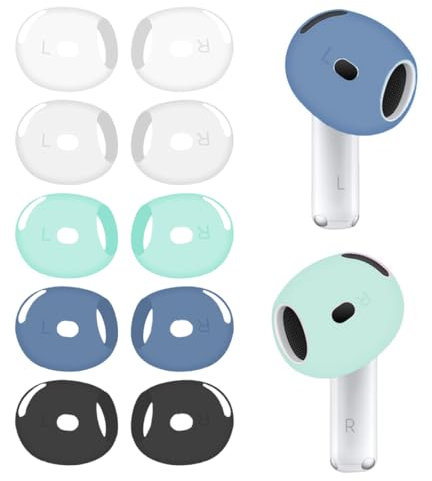 Almohadillas de Repuesto para Airpods 4, 5 Pares de Silicona Suave Antideslizantes Accesorios Deportivos, Funda Protectora de Silicona de Piel Suave