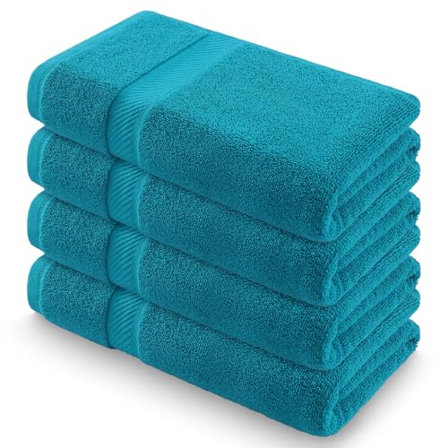 Homaxy Handtücher Set 4er-Pack, Türkis | 4 Handtücher 50x100 cm| 100% Baumwolle, 500g/m², OEKO-TEX Zertifiziert, Weich&Saugstark, Pflegeleicht, Vielseitig Einsetzbar
