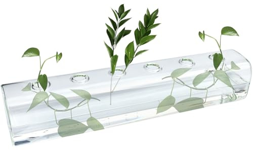 YGNNBC Horizontal Glass Hydroponic Vase, Creative Propagation Station for Desktop Decoration, Desktop Decorative Vase and Floral Container, Office and Home Decor. (11.7 in/29.7CM)