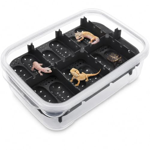 Milisten 14-Compartment Reptile Egg Incubator Box Lightweight Transparent Breeding Hatchery for Snake Lizard Gecko Eggs Home Use Portable