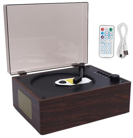 LICAEVEY Retro Suitcase CD Player con Bluetooth 5.0 e Telecomando, Lettore Musicale Portatile con Altoparlanti per Decorazioni per la Casa e Donazioni (Colore noce)