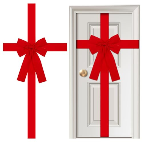 Weihnachtsfest Große Rot Schleife Weihnachten Türschleife Deko Große Rot Dekoration Weihnachtstür mit Schleife,Türbogen Dekorativer Grosse Rote Schleifen Weihnachten für Hochzeiten Partys
