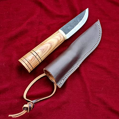 CRAFTOMATIK Couteau médiéval | Couteau viking fait main | Couteau celtique pour jardin et camping avec étui en cuir | LARP | HFK23