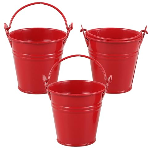 Yardenfun 3 Stück Metall Blumentöpfe aus Eisen, Modern, für Sukkulenten | Rot, Hält den Blumentopf Sicher an Ort und Stelle, für Büro und Außenbereich
