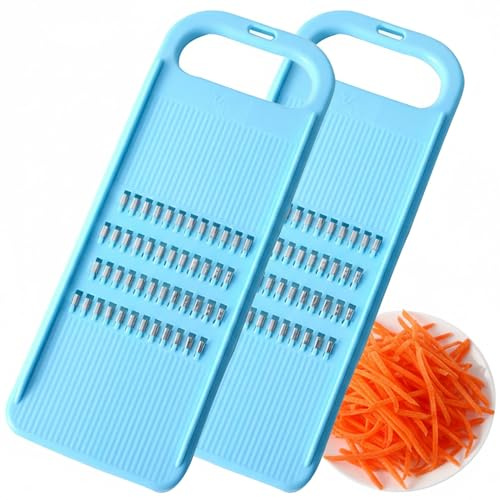 Gemüsereibe Edelstahl 2 Stück | 2 mm Schnittbreite, Ergonomischer Rutschfester Griff, Julienne-Streifen, Spülmaschinengeeignet, mit Hängeloch