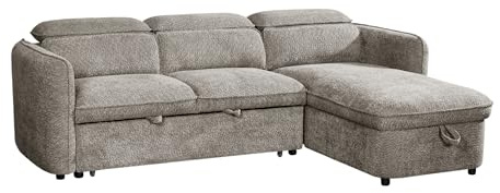 Beehive Furniture Corfu - Universal Corner Sofa Bed - Grey Upholstered Corner Couch | Setup Included | Built to Last (Universal Corner Sofa Bed)