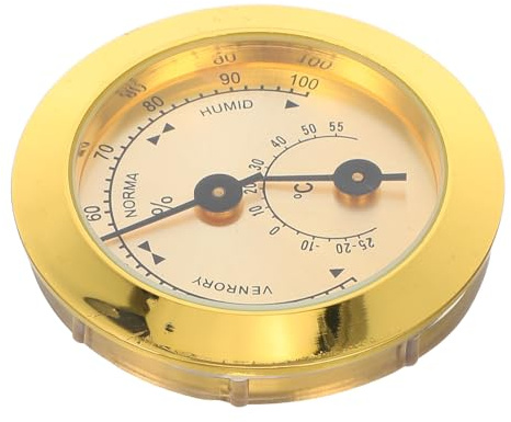 LIFKICH Hygrometer Batteriefreiem Material Betrieb mit und Abs Metall 50mm Rundes Thermometer für zur Präzisen Zigarrenlagerung im Zigarrenschränke Humidor