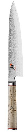 Miyabi Birchwood SG2 Japanese Chef's Knife, 8-inch, Chef's Kitchen Knife, Karelian Birch Handle, 100-layer flower Damascus pattern, Handcrafted in Seki, Japan