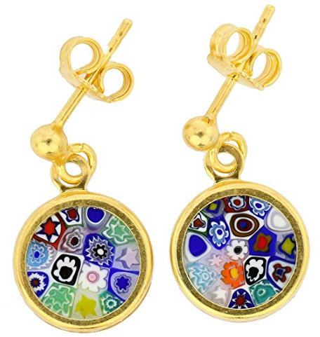Millefiori-Ohrringe in vergoldetem Rahmen Multicolor