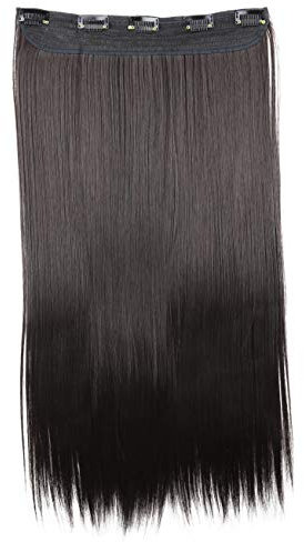 CAISHA 60cm Clip In Extensions Lara Haarverlängerung Haarteil Glatt Schwarzbraun C52