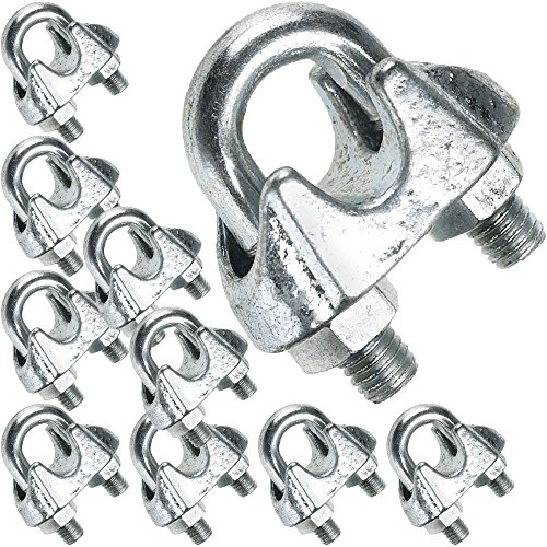 10 x 3mm Galvanised Steel Grip Clamp/Clips – Wire Rope Lashing Cable U Bolt Nut