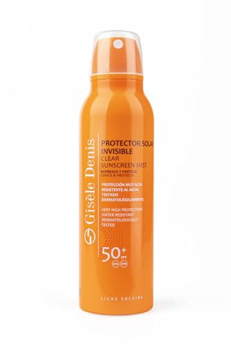 GISÈLE DENIS - Protector Solar Invisible en Spray, 200 ml, Protección FPS50+, Cuidado de Piel, Crema Solar Transparente, Hidrata la Piel, Previene Manchas y Arrugas, Resistente al Agua, Uso Diario
