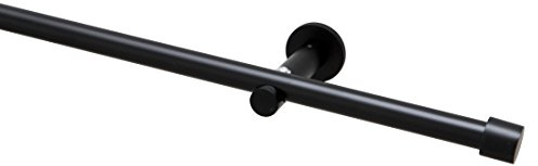 Garduna 160cm Gardinenstange Ø 16mm Cap modern, 1-lauf, schwarz (ohne Ringe)