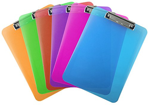Trade Quest Assorted Clear Clipboards Letter Size Low Profile (6-Pack)