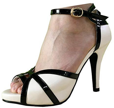 getmorebeauty Peep Toe Heels für Frauen Sexy Riemchen High Heels Knöchelriemen Absatzsandalen, Elfenbein, 37 EU