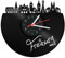 GRAVURZEILE Schallplattenuhr - Skyline Freiburg - Wanduhr aus gegossenem Vinyl mit Stadt Skyline 30 cm - Upcycling Designer Uhr - Moderne Wanduhr im Retro Vintage Style - Made in Germany
