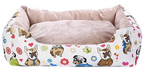 LvRao Hundehaus, Hundebett, Katzenbett Gedruckt Haustierbett Atmungsaktiv Hundekissen, Hundekorb, Hundesofa - Für alle Jahreszeiten - (Hund Muster, M: 50 * 40 * 17cm)