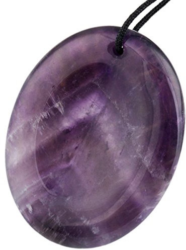 mookaitedecor Amethyst Daumenstein Anhänger, Kristall Edelstein Massagestein mit Mulde, Handschmeichler für Heilung Reiki, Größe ca. 45 x 35 x 8 mm