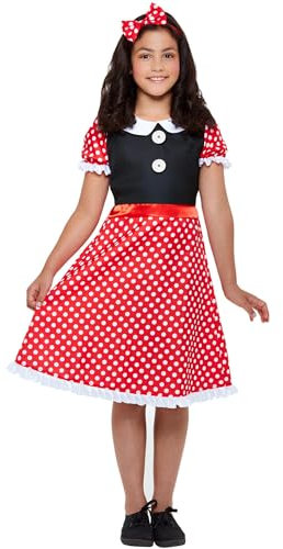 Smiffys Cute Mouse Costume, Red & White with Dress & Headband, Girls Fancy Dress, Mouse Dress Up Costumes