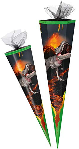 alles-meine.de GmbH Schultüte - Dinosaurier - Dino T-Rex - 85 cm - 6 eckig - Tüllabschluß - Zuckertüte - mit/ohne Kunststoff Spitze - Markneukirchen - Jungen Junge - Tyrannosau..