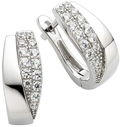 Zeeme Silber Damen Ohrringe 925/- Sterling Silber 1,4cm Glänzend Zirkonia weiß 471210056