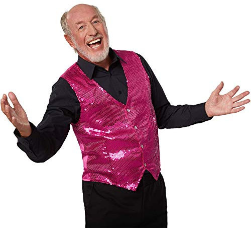 dressforfun 901000 Herren Pailletten Anzug Weste, V-Ausschnitt, Ärmellos, pink - diverse Größen - (XL | Nr. 303989)