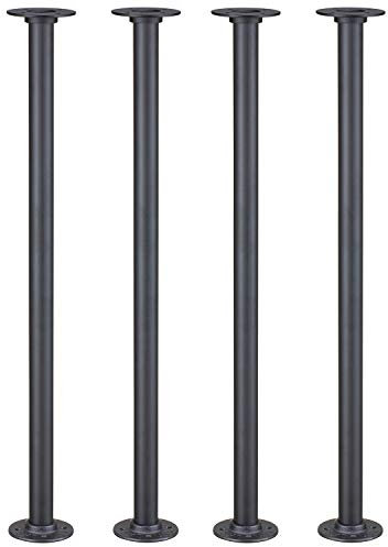 Elibbren 4 Pack Industrial Pipe Table Legs, Farmhouse Metal Pipes and Flanges for Custom Vintage Tables and Furniture, Rustic Iron Desk Leg Corner, Table Shelf Support, 30 in