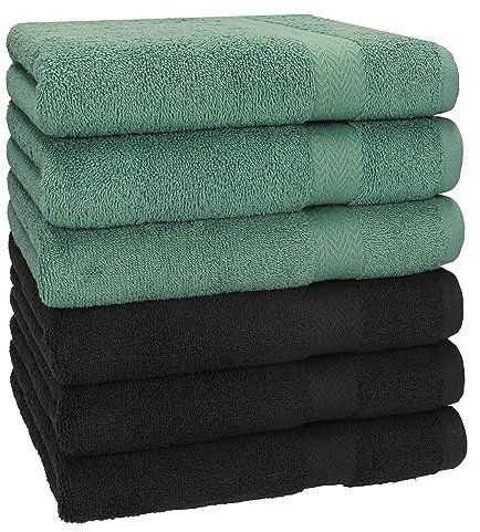 Betz Handtuch 6er Pack Handtücher Set Premium Größe 50x100 cm 100% Baumwolle - gut trocknend, Gute Qualität - ideal für Sport, Strand, Reisen Farbe tannengrün/Graphit