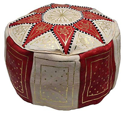 Sitzsack Pouf Fassi aus echtem marokkanischem Leder, handgefertigt von den besten Handwerkskunst, leer, Füllung nicht im Lieferumfang enthalten, nützlich zum Sitzen, Fußstütze oder als Dekoration