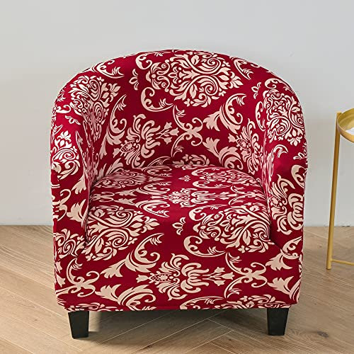 Highdi Sesselschoner Sesselüberwurf mit Elastisch Stretch Husse, Club Chair Schonbezug Sofabezug mit hoher Dehnung Sessel für Clubsessel Loungesessel Cocktailsessel (Rotes Treiben)