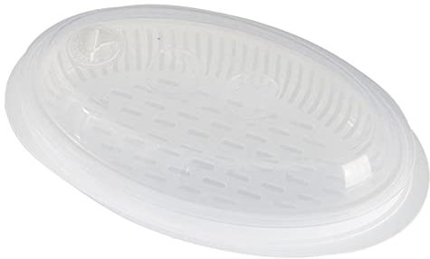 JINGLING - Pentola a vapore per forno a microonde, con coperchio trasparente, per cottura a vapore e verdure, 18,4 x 32 x 10 cm