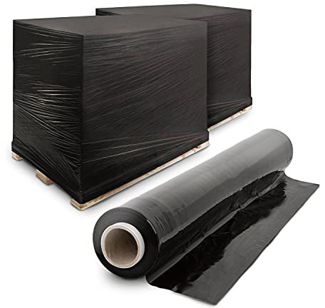 Merrimen Rouleau de film étirable robuste en plastique pour palette, pour entrepôt ou déménagement, noir, 400 mm x 150 m