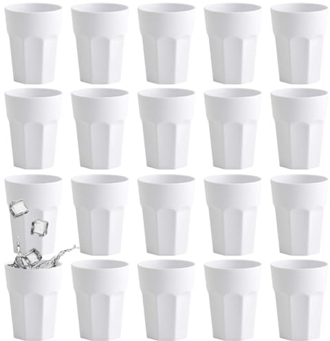 Engelland - 20 x Plastikbecher, Trinkbecher, Cremeweiß, Pastellfarben, 250 ml, mit Eichstrich, bruchfest, stapelbar, Mehrweg, Kunststoff, BPA-frei, wiederverwendbar, Party-Becher, Trink-Glas