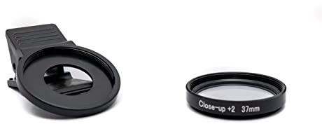 SYSTEM-S Makro Linse +2 Zoom Close Up Filter mit Clip in Schwarz