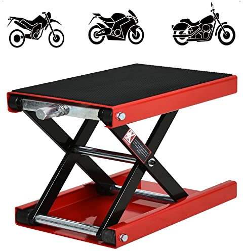500KG Motorcycle Lift Stand - Scissor Lifter, Adjustable Foldable Motorbike Hoist Jack for Repairing