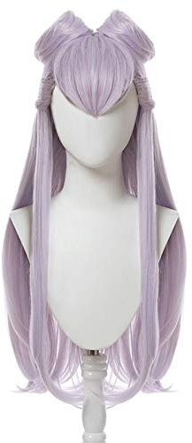 ydound Anime Coser Kda. Evelynn Cosplay Perücken Kda. Cosplay Baddest Lange lila Perücken mit Brötchen Hitzebeständigtes Synthetisches Haar-Spiel COS