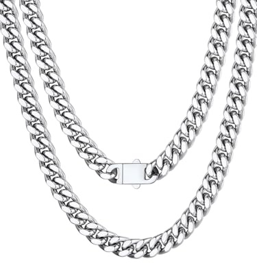 Bestyle Halskette Herren Kette Miami Panzerkette aus Edelstahlkette Kubanische Schmuck Männer Hip Hop Länge 45/50/55/60/65/71/76cm Breite 5/7/9/12mm