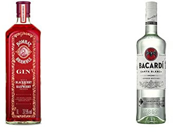 Bombay Bramble Saveur Mûre et Framboise Gin, 100 cl & BACARDÍ Carta Blanca, Rhum Blanc, 35cl, 37,5%
