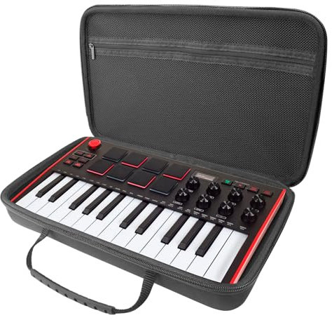 Musiin Premium Velvet Hardshell Case Compatible with AKAI Professional MPK Mini MK3、Hercules DJControl Mix Ultra,MIDI Controller Keyboard cover(Black)