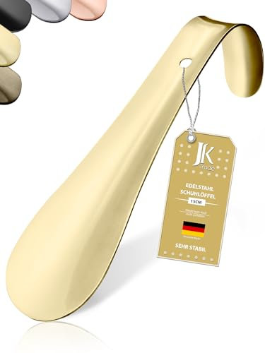 JK Trade® 15cm STABILER Edelstahl Schuhlöffel | Schuhanzieher Edelstahl zum Sitzen | Schnell & Einfach | optimierte Länge & Breite | Shoe Horn | Business | Modern Aufhängbar