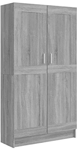 vidaXL Bibliothèque Étagère à Livres Meuble de Rangement Organisateur Salle de Séjour Maison Intérieur Sonoma Gris 82,5x30,5x150 cm Bois d'Ingénierie