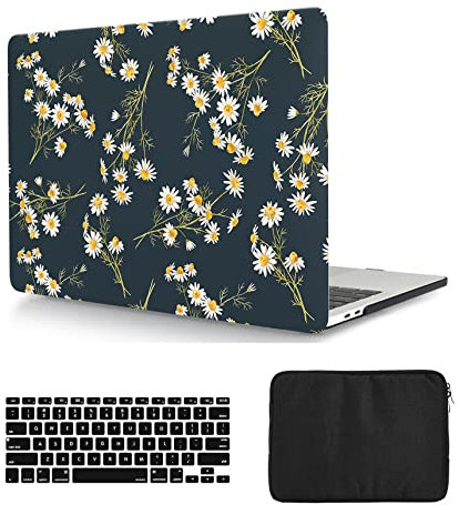 Hülle Kompatibel mit Neues MacBook Air 13 Zoll 2020 2019 2018 A1932 A2179 A2337 M1 mit Retina Display and Touch ID, Hartschale Snap Case & Tastaturabdeckung & Tasche, Gänseblümchen