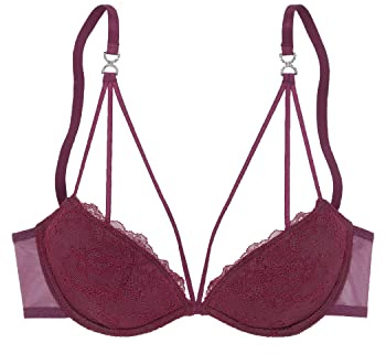 Lascana Damen Push-up-BH mit Jacquardspitze und Strass, Verstellbare Träger | mit Jacquardspitze und Strass, Verstellbare Träger