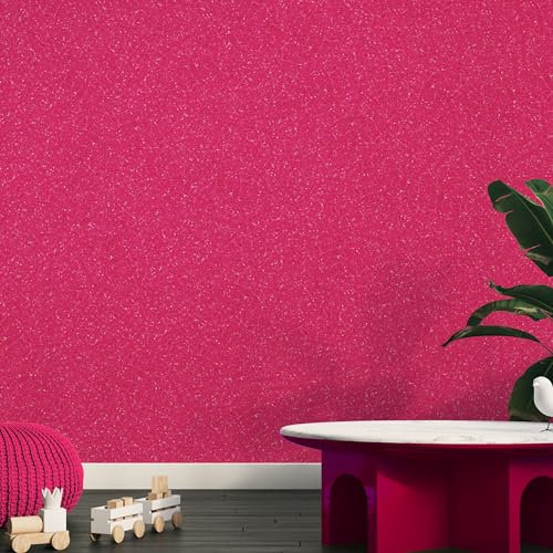 Belka B19 Glänzende Magenta Tapete - Reine Baumwolle & mineralischer Glimmerstein - selbstklebend - Wärme- & schalldämmend - Modern & stilvoll, DIY Öko & Natürlich | ca 3 qm (m²)